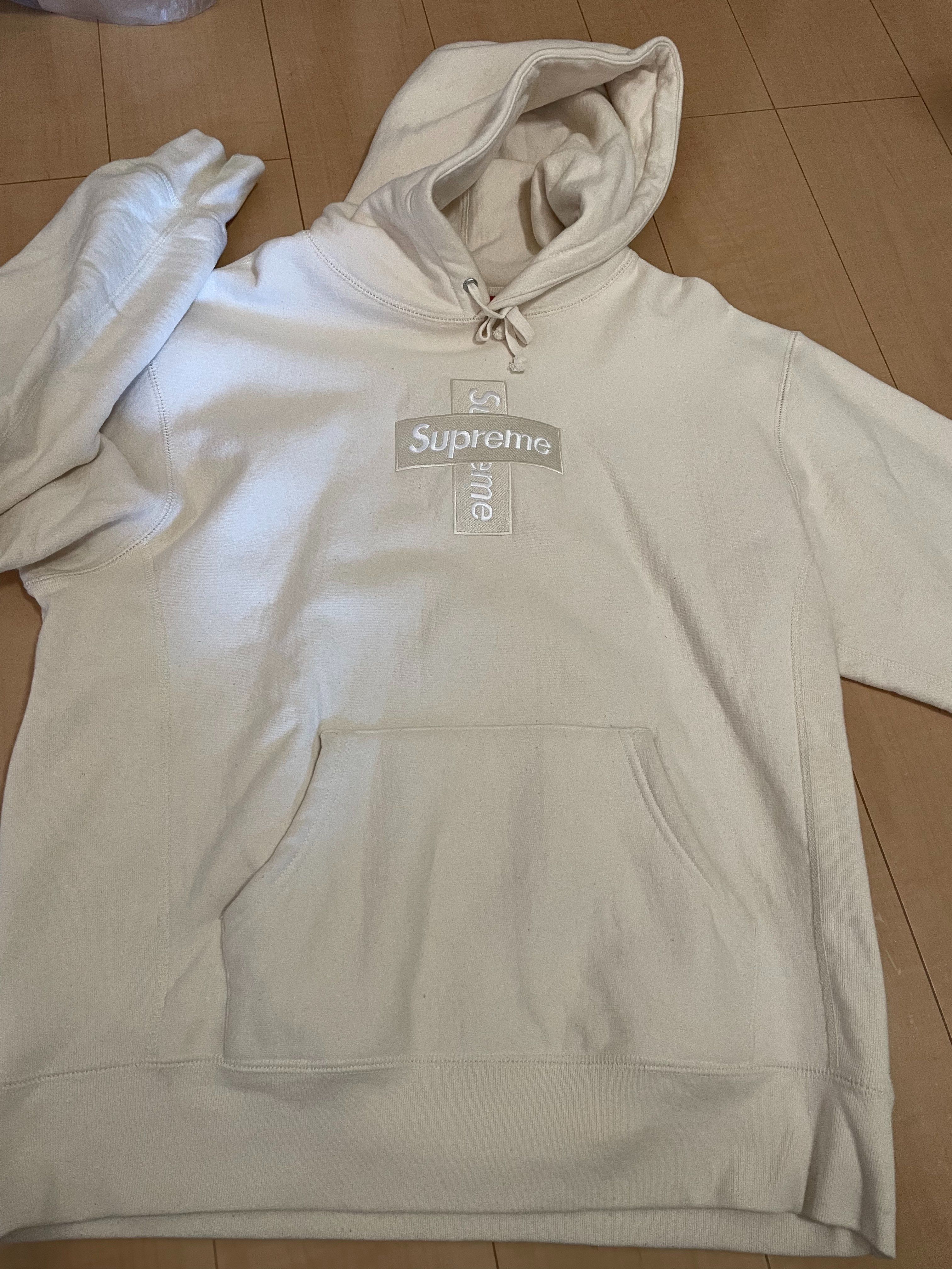 Supreme Cross Box Logo Hooded Sweatshirt "Natural"