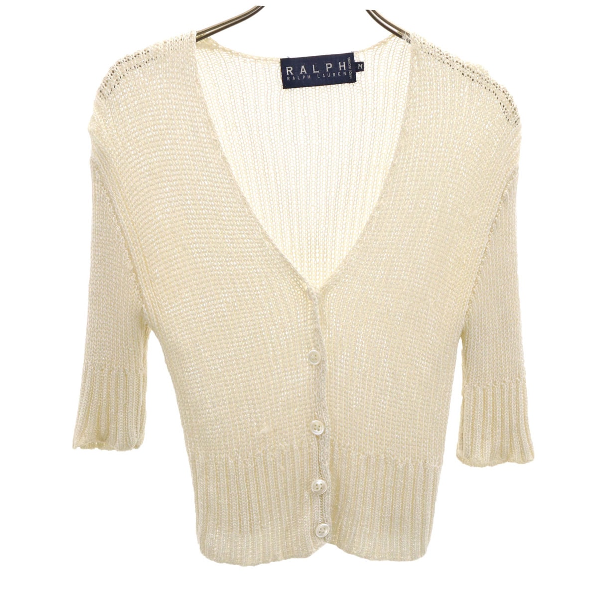 RALPH RALPH LAUREN ラルフラルフローレン 半袖 ニットカーディガン M アイボリー