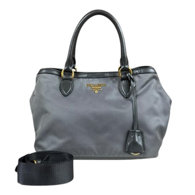 プラダ ショルダーバッグ ナイロン 1BA172 グレー レディース PRADA 中古