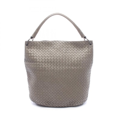 ボッテガヴェネタ BOTTEGA VENETA イントレチャート ショルダーバッグ バッグ レザー レディース グレー系 【中古】