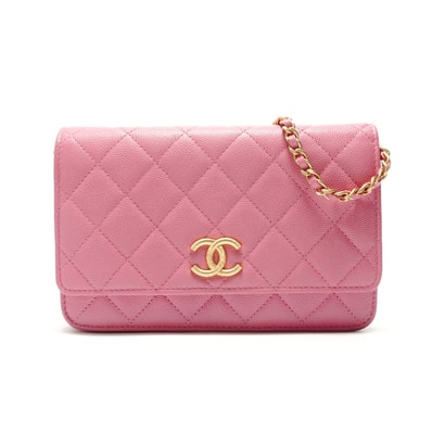 シャネル CHANEL キャビアスキン マトラッセ チェーンウォレット ショルダーバッグ【中古】