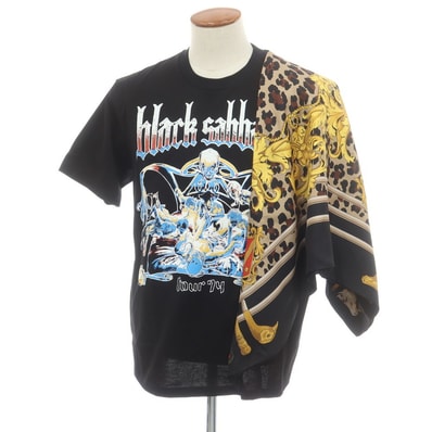 【中古】【未使用】ジュンヤワタナベ マン JUNYA WATANABE MAN 2025年春夏 BLACK SABBATH シルクスカーフ 半袖Tシャツ ブラック【サイズM】【メンズ】