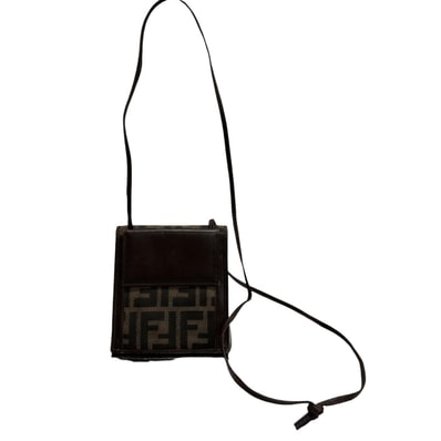 FENDI フェンディ ズッカ ブラウン シルバー金具 キャンバス レザー/ ショルダーバッグ 二つ折り財布 S1-00127 【中古】
