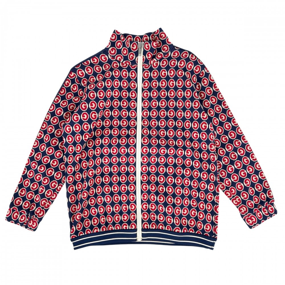 GUCCI グッチ ジャケット トラックジャケット ジャージ アウター アパレル 服 600362 ブルー 青 レッド 赤 シルバー金具 コットン    キッズ 春 秋 美品【中古品】