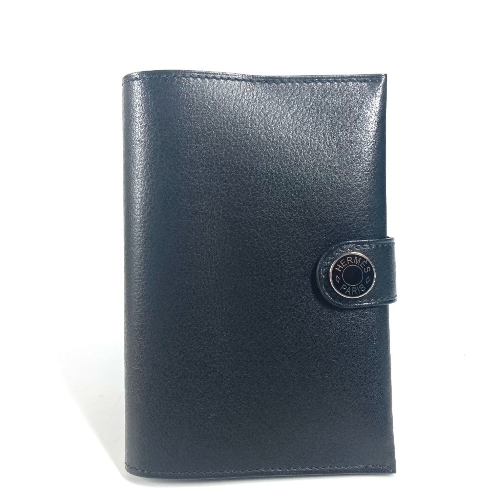 エルメス HERMES RMS ロゴ パスポートカバー ステーショナリー パスポートケース レザー U刻 ブラック 未使用