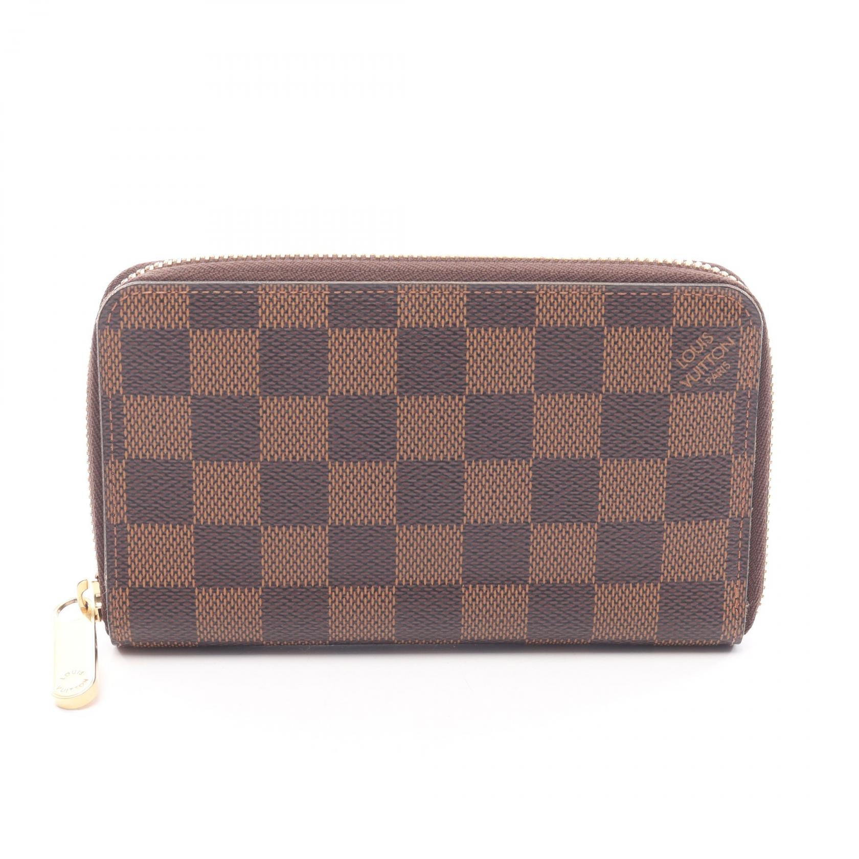 ルイ・ヴィトン LOUIS VUITTON ジッピーコンパクト ラウンド財布 財布 PVCコーティングキャンバス ダミエ エベヌ レディース ブラウン系 N60028 【中古】