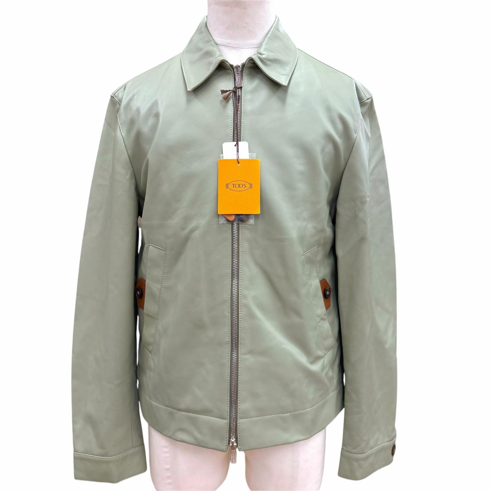 未使用品 トッズ レザージャケット カーキ メンズ M X1M12480200