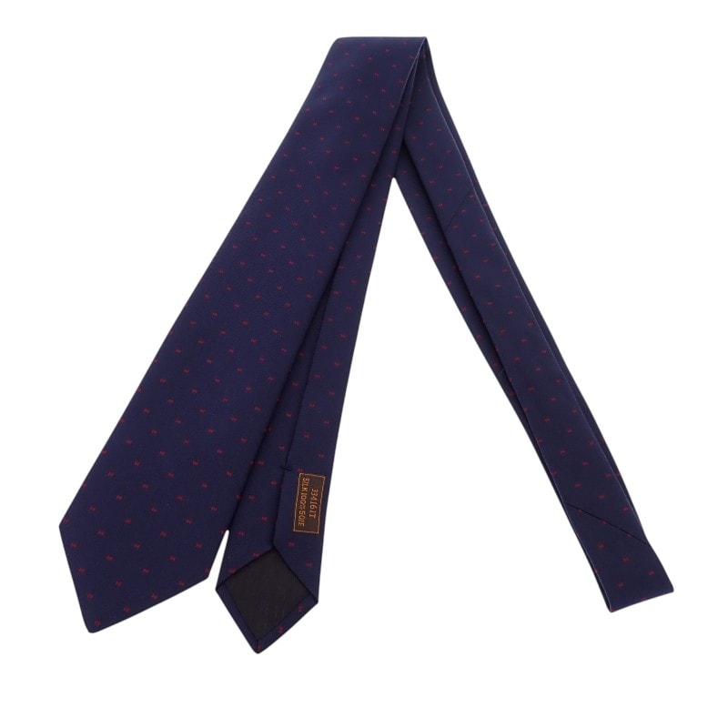 エルメス マグニファイングH ネクタイ シルク ネイビー【中古】【Aランク】