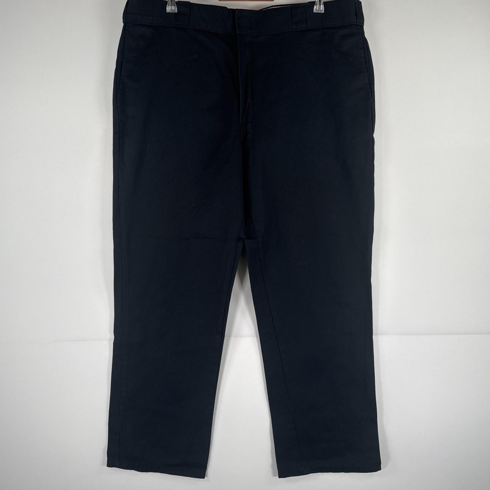古着 ディッキーズ Dickies ワークパンツ ストレート 作業着 大きいサイズ 874 ワンポイント刺繍 w42  ブラック メンズ