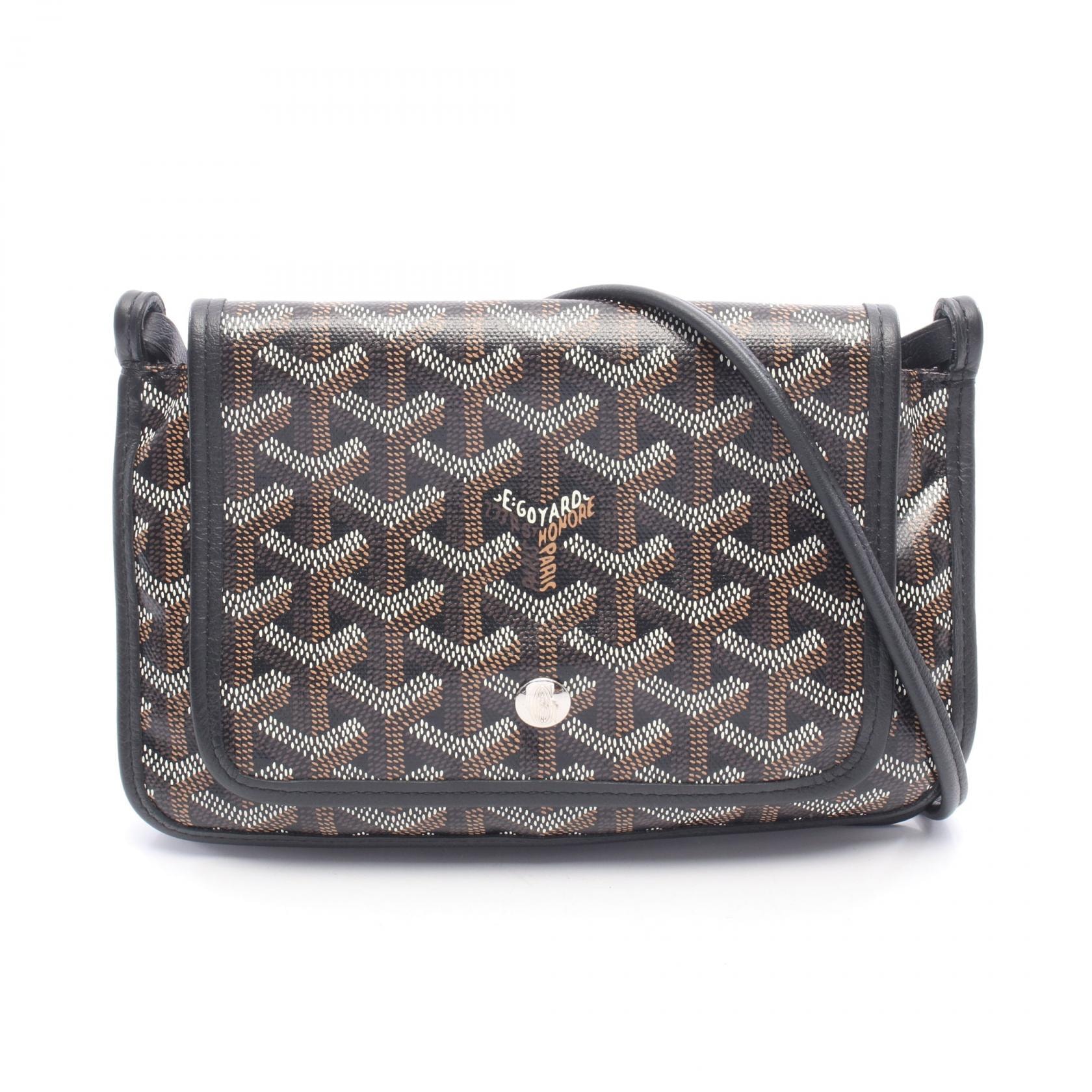 ゴヤール GOYARD プリュメ ポーチウォレット ショルダーバッグ バッグ PVCコーティングキャンバス レザー レディース ブラック系 / ブラウン系 / ホワイト系 PLUMETPMLTY01CL01P 【中古】