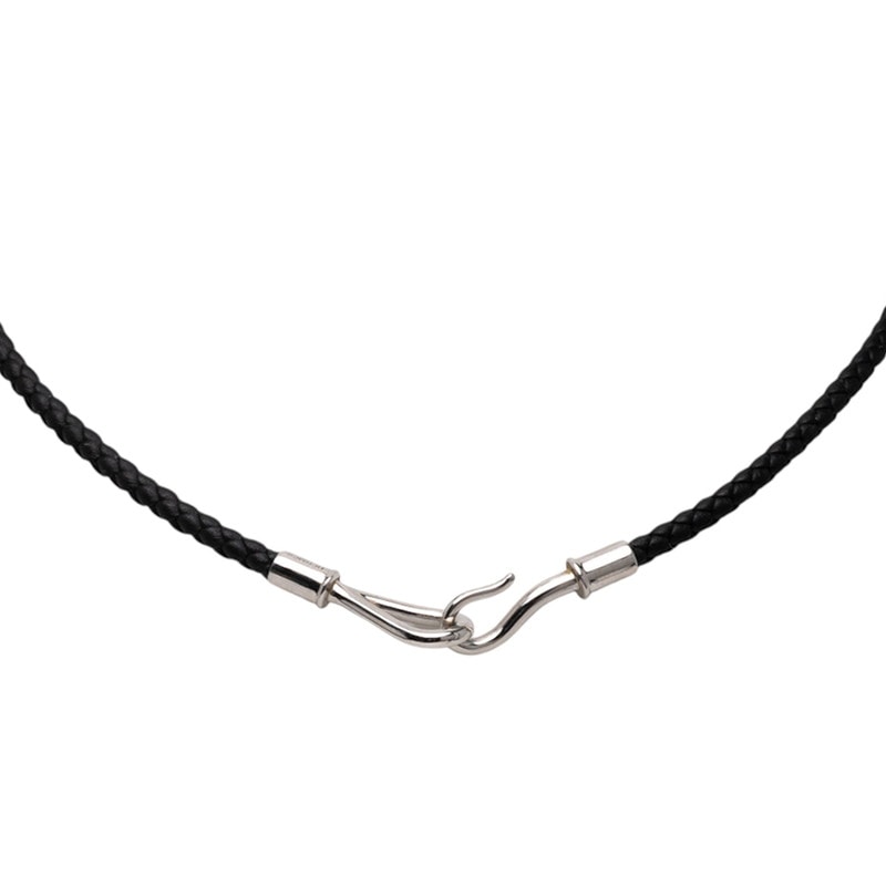 エルメス ジャンボ チョーカー ブレスレット ブラック シルバー金具 レザー メタル レディース HERMES 【中古】