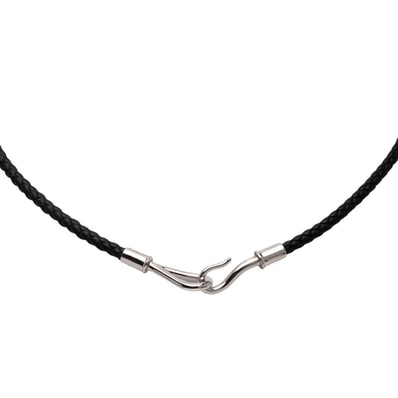 エルメス ジャンボ チョーカー ブレスレット ブラック シルバー金具 レザー メタル レディース HERMES 【中古】