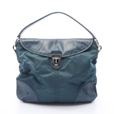 プラダ PRADA TESSUTO + VITELLO ショルダーバッグ バッグ ナイロン レザー レディース グリーン系 BR4688 【中古】
