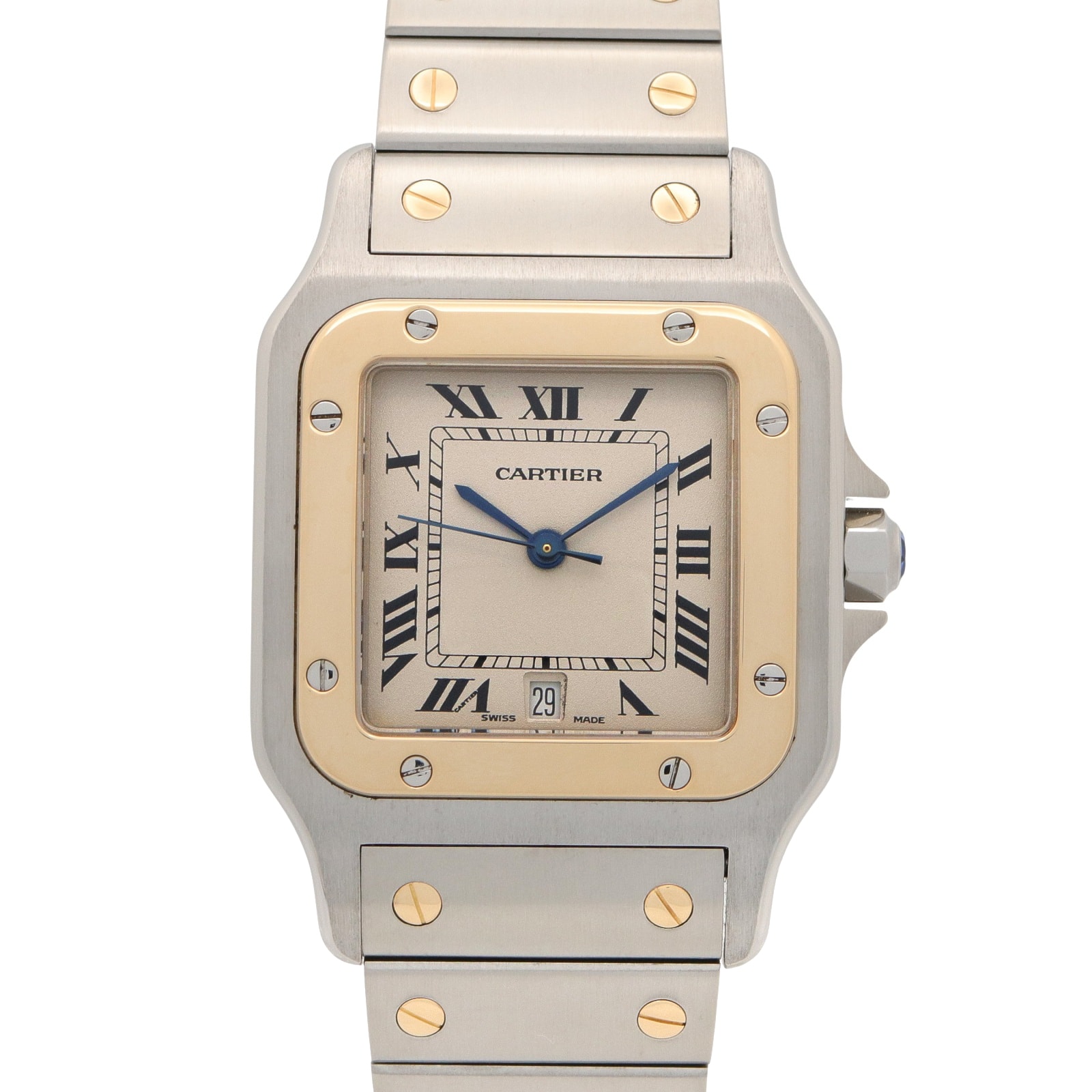 カルティエ CARTIER サントス ガルベ LM 腕時計 時計 K18(イエローゴールド) ステンレススチール メンズ レディース シルバー系 W20011C4 【中古】