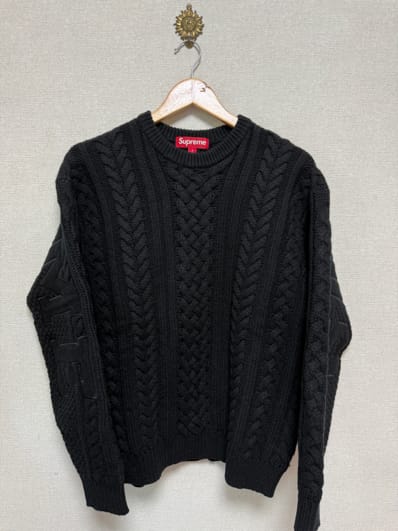 Supreme Applique Cable Knit Sweater "Black"