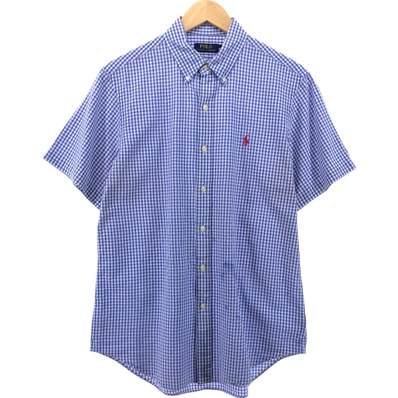 古着 ラルフローレン Ralph Lauren POLO RALPH LAUREN ギンガムチェック シアサッカー 半袖 ボタンダウン チェックシャツ メンズM相当/eaa551913