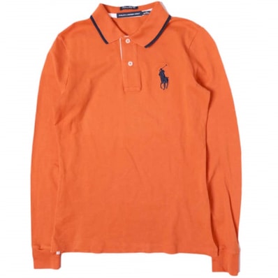 RALPH LAUREN ラルフローレン GOLF ビッグポニー 鹿の子ロングスリーブポロシャツ 0495978LPO XS ORANGE 長袖 トップス g27501