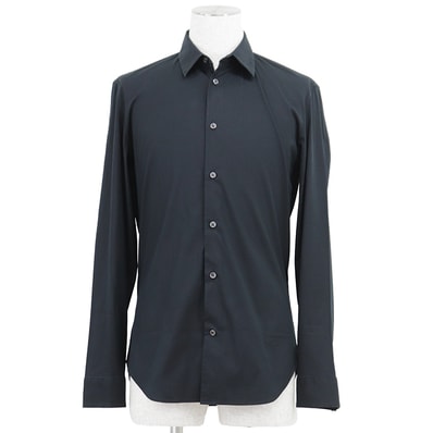 【SALE】Maison Margiela メゾンマルジェラ シャツ サイズ 39 メンズ 14 ブロード 4ステッチ レギュラーカラー ロングスリーブ 長袖 ストレッチ トップス ダークネイビー 紺 ルーマニア製