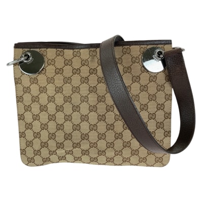 美品 GUCCI グッチ エクリプス ブラウン シルバー金具 GGキャンバス ショルダーバッグ メッセンジャーバッグ 600907 【中古】