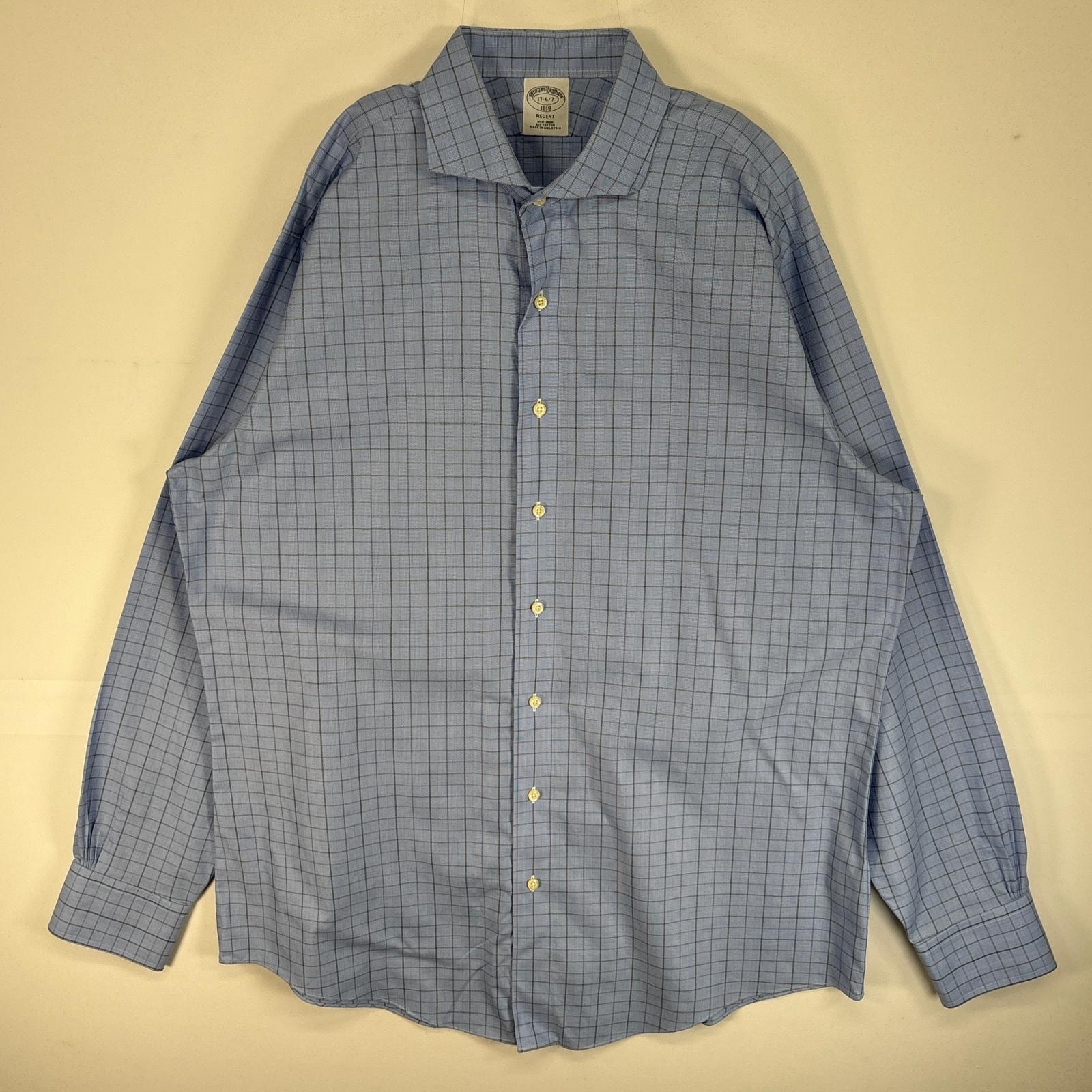 古着 ブルックスブラザーズ Brooks Brothers 長袖シャツ NON-IRON 大きいサイズ XL  水色系 チェック メンズ