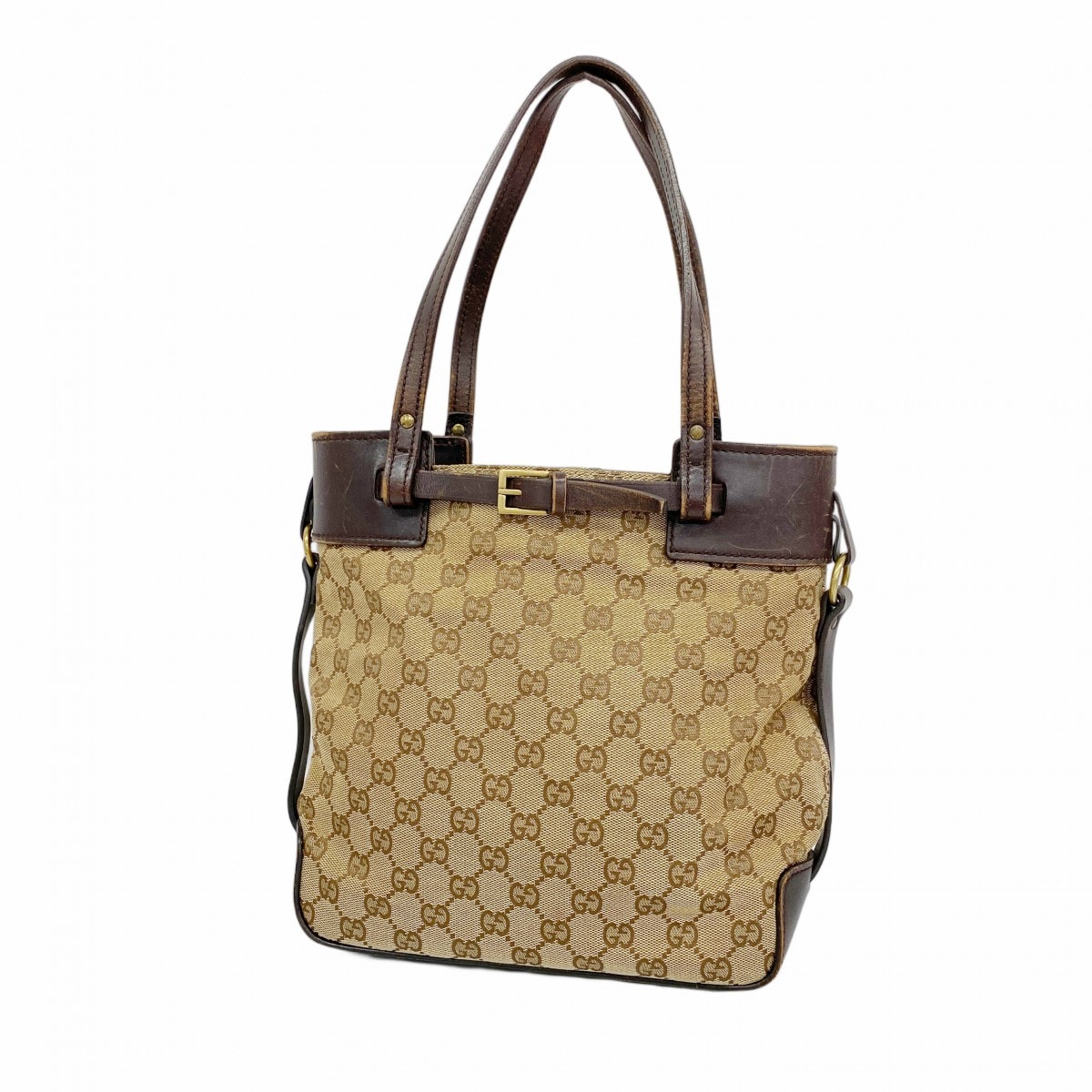 【6da0060-k】グッチ ハンドバッグ GGキャンバス 107757 キャンバス ブラウン ゴールド金具【中古】レディース