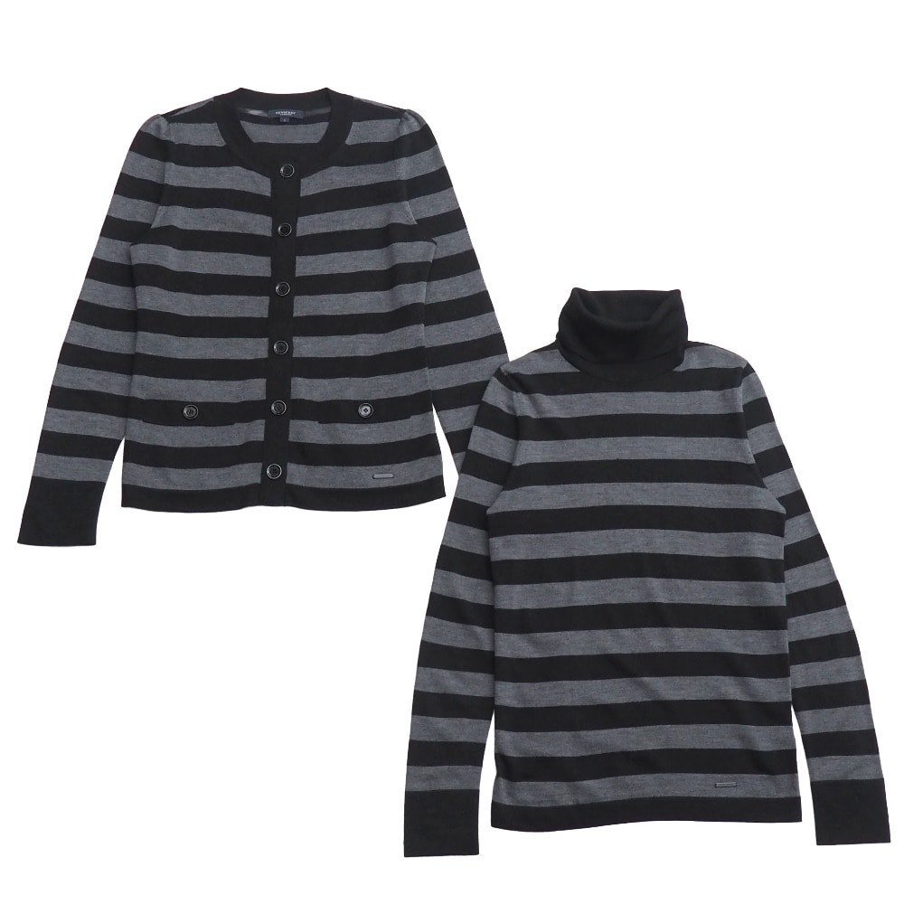 BURBERRY バーバリー ニット サイズ1 アンサンブル 二点セット ボーダー カーディガン タートルネック セーター ブランド古着【中古】20261003/RB1140
