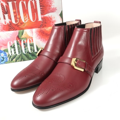■美品■GUCCI グッチ ブーティ サイズ36 サイドゴアブーツ 靴 メダリオン イタリア製 ブランド古着【中古】RA9155