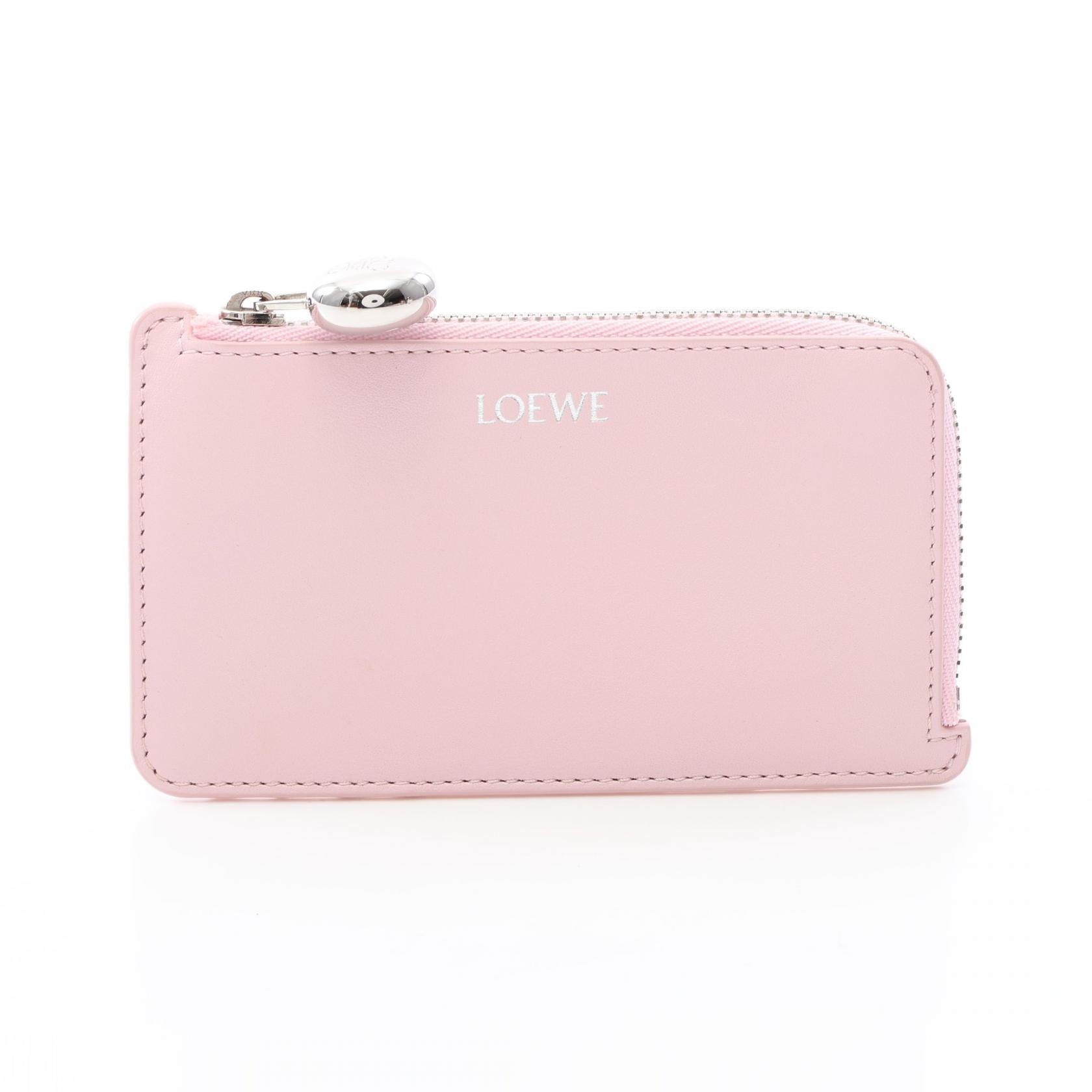 ロエベ LOEWE ぺブル コインカードホルダー カードケース コインケース 財布 レザー レディース ピンク系 CANBZ40X01 【中古】