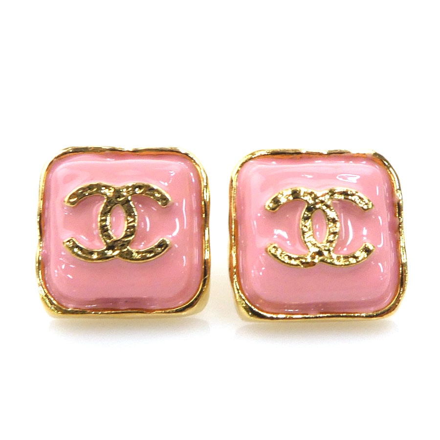 シャネル ピアス 【CHANEL】 クリアー ココマーク 16K ピンク C (やや傷や汚れあり)】シャネル CHANEL ピアス ココマーク メタル
