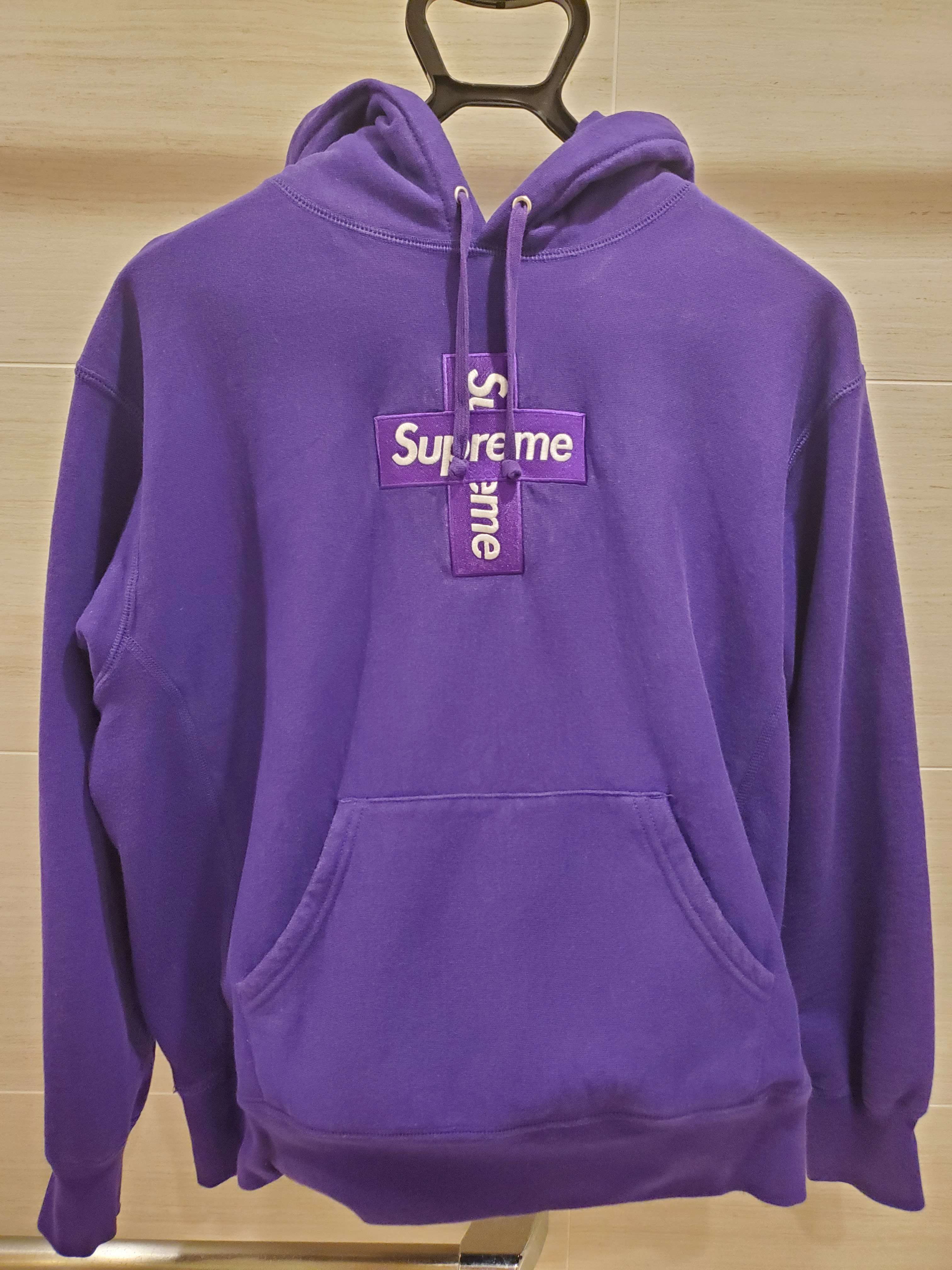 Supreme Cross Box Logo Hooded Sweatshirt "Purple"