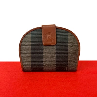 FENDI フェンディ ペカン 柄 レザー PVC 二つ折り財布 ブラウン
59908
