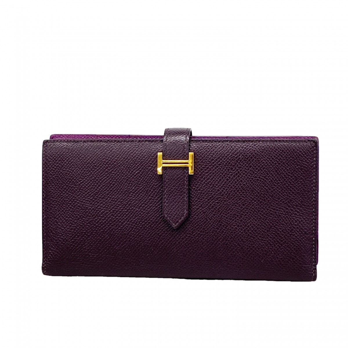 【6gd4210】エルメス 長財布 ベアンスフレヴェルソ ヴォーエプソン レザン/アネモネ ゴールド金具 Y刻印【中古】レディース