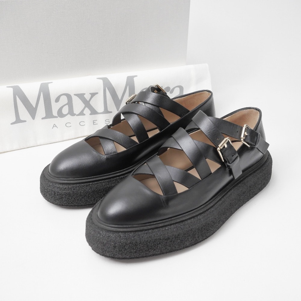 ■未使用品■MAX MARA マックスマーラ ROCKBALLET ローファー サイズ37 1/2 ストラップ 厚底 プラットフォーム 20260528/RA9457