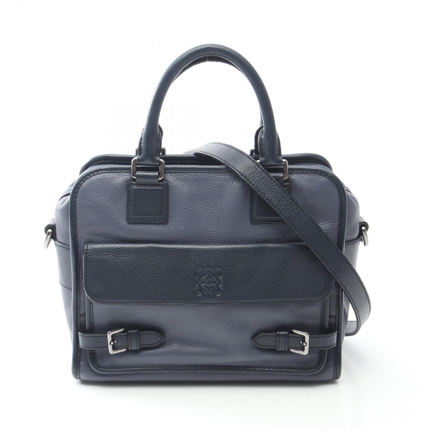 ロエベ LOEWE クルス 2WAY ハンドバッグ バッグ レザー レディース ネイビー系 【中古】