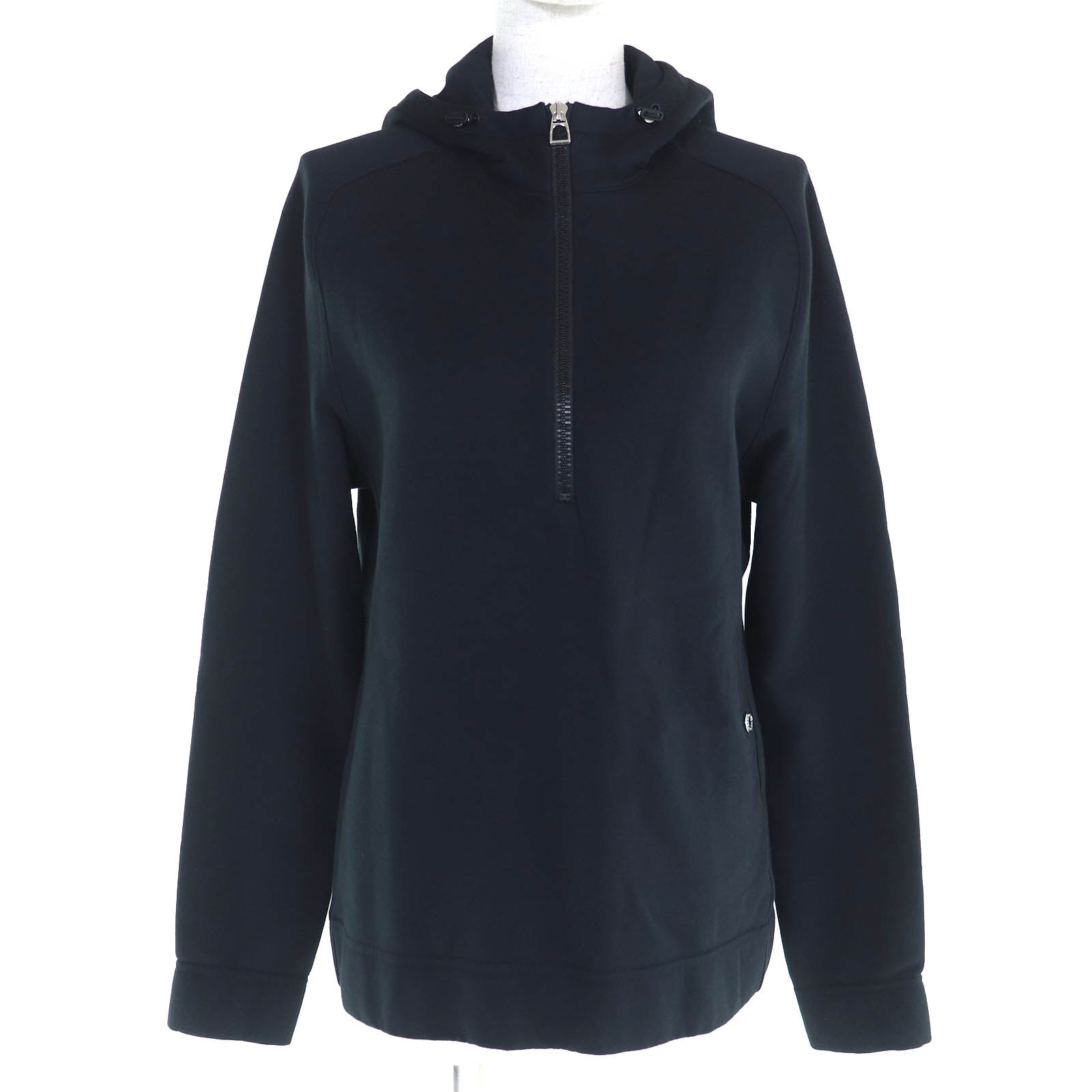 極美品 エルメス セリエボタン ハーフジップ プルオーバー パーカー 黒 S