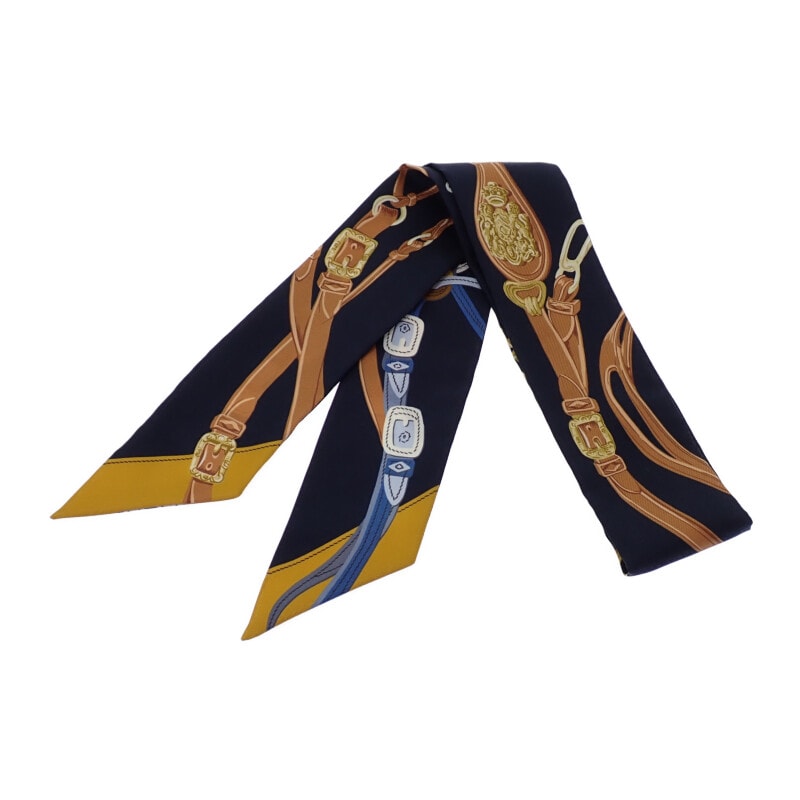 エルメス HERMES ツイリー BRIDES de GALA スカーフ シルク ネイビー レディース【中古】【Aランク】