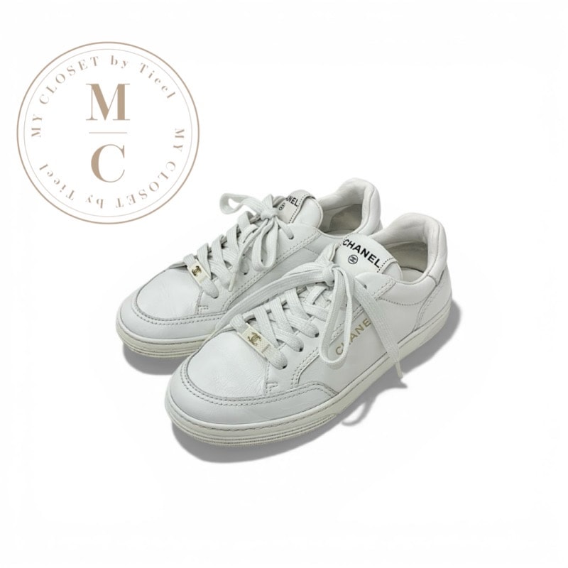 シャネル CHANEL スニーカー 靴 シューズ レザー ホワイト ココマーク ロゴ