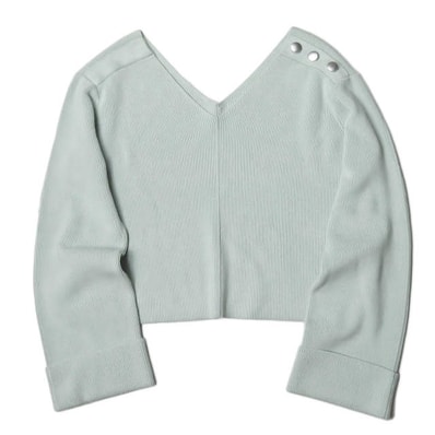 Ray BEAMS レイビームス 19SS ショルダーボタンVネックニット 63-15-0450-584 フリー ブルー セーター 長袖 レーヨン プルオーバー トップス lc26969