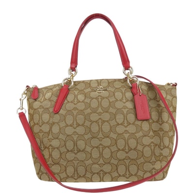 【中古】 コーチ ハンドバッグ F36625 シグネチャー キャンバス ベージュ レッド 2WAY 斜め掛け レディース 女性 COACH