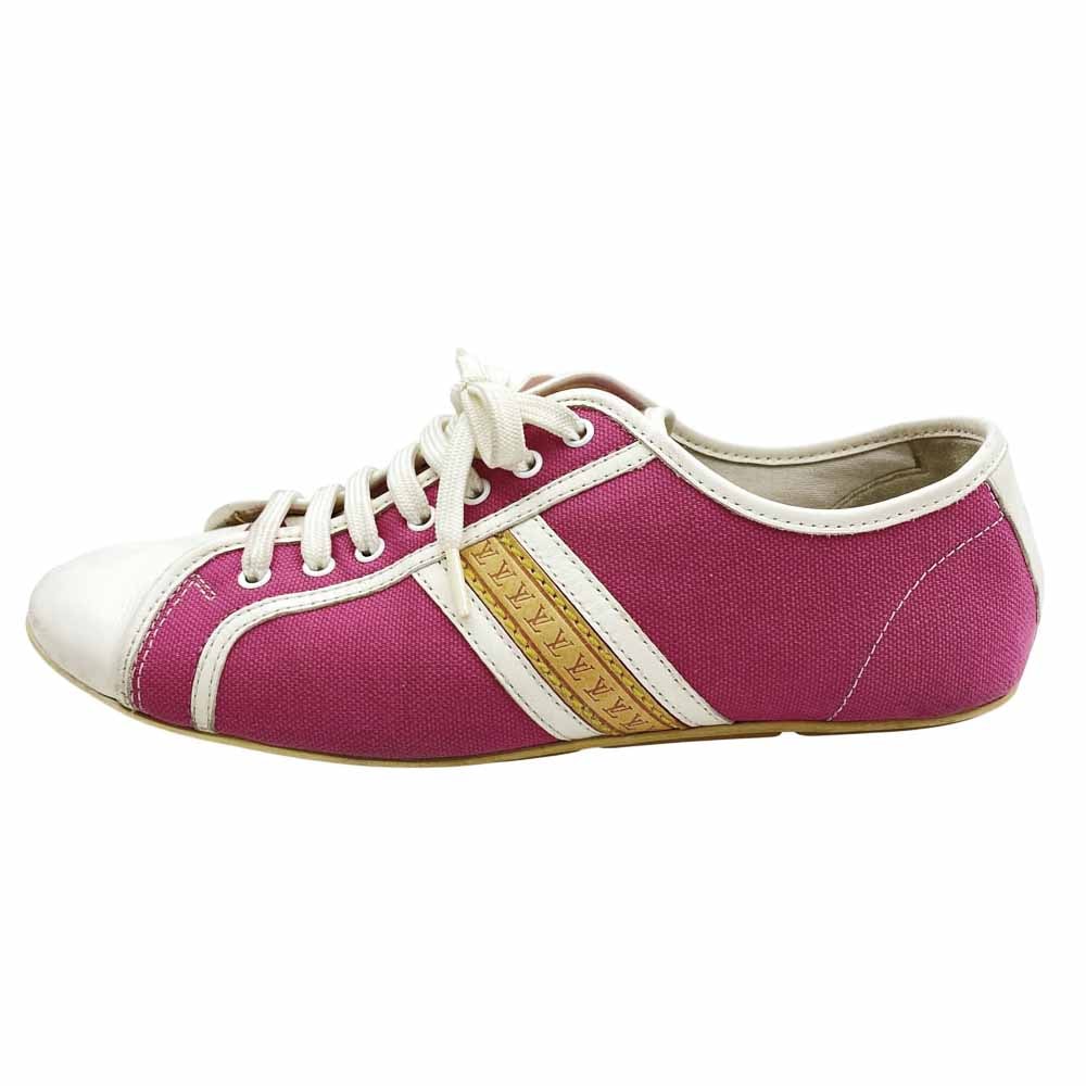 LOUIS VUITTON ルイ・ヴィトン スニーカー ラインロゴ ローカット キャンバス スニーカー ピンク系 36 1/2【中古】