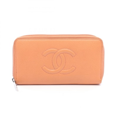 シャネル CHANEL ココマーク ラウンド長財布 財布 キャビアスキン(グレインドカーフ) レディース オレンジ系 【中古】