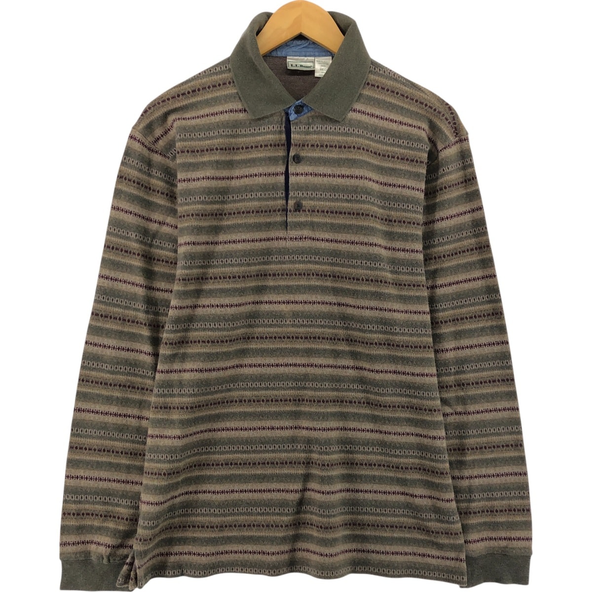 古着 90年代 エルエルビーン L.L.Bean ネイティブボーダー 長袖 ボーダー ポロシャツ メンズM相当 ヴィンテージ/eaa535315