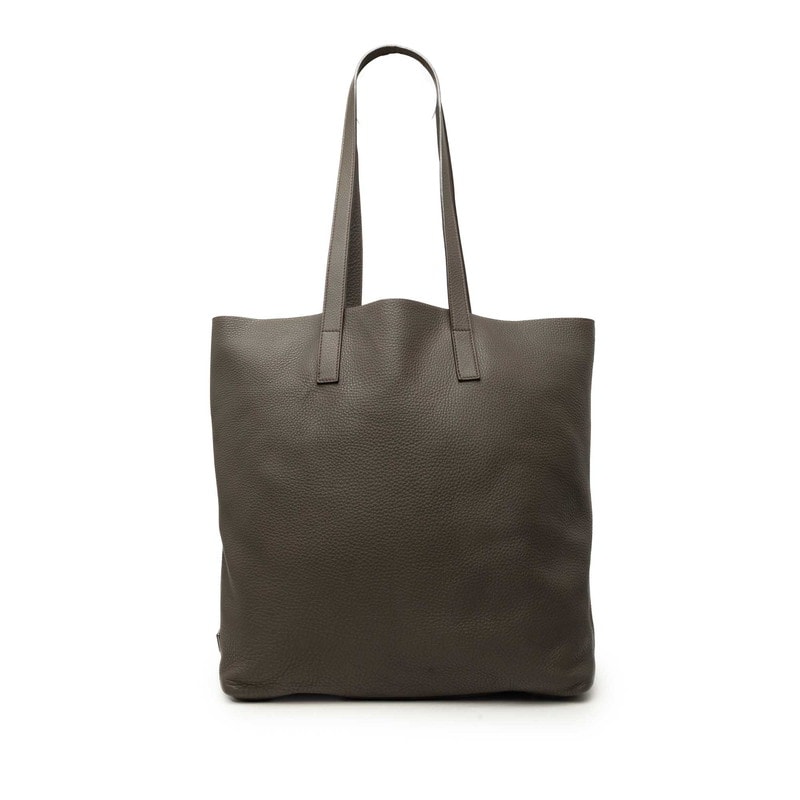 プラダ 三角ロゴプレート ビッグトート トートバッグ ショルダーバッグ チャコールグレー系 レザー レディース PRADA 中古