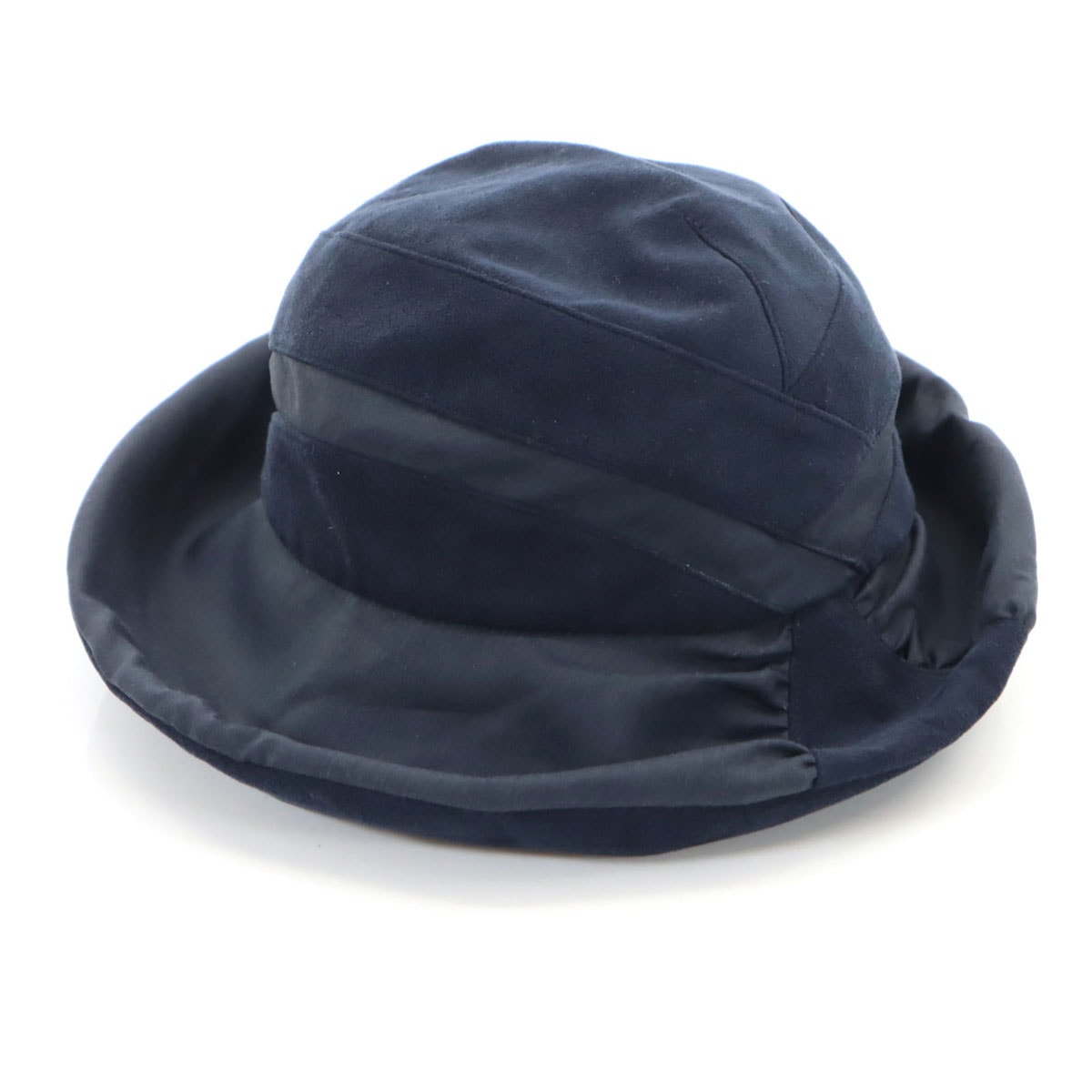 LANVIN COLLECTION ランバン コレクション 日本製 フェイクスエード バケット ハット M-S ネイビー 帽子