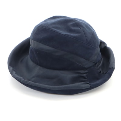 LANVIN COLLECTION ランバン コレクション 日本製 フェイクスエード バケット ハット M-S ネイビー 帽子