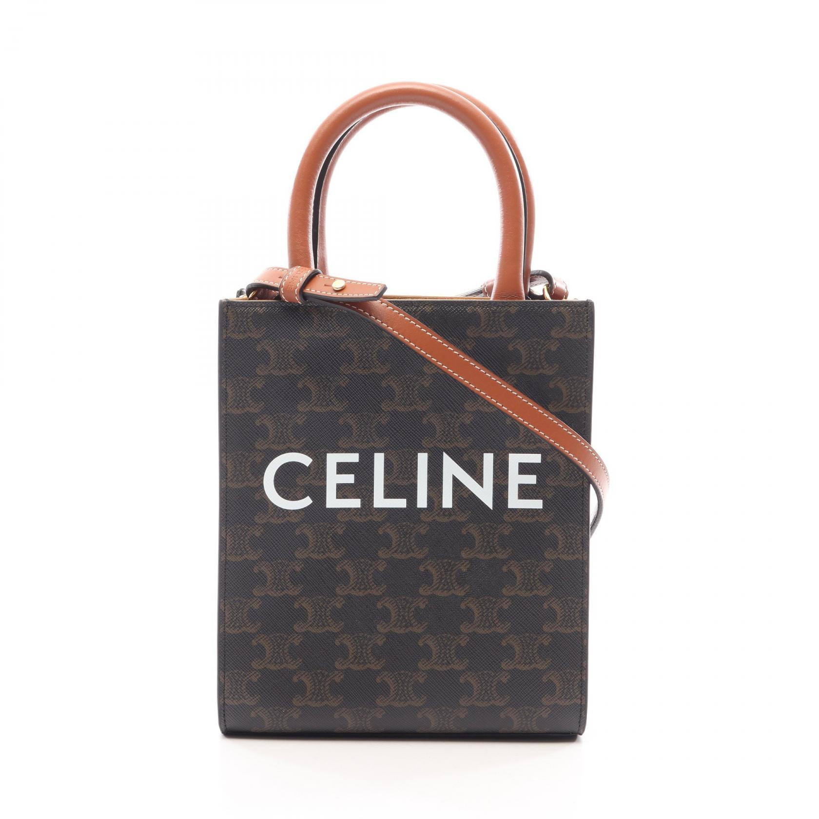 セリーヌ CELINE ミニ バーティカル カバ トリオンフ 2WAY ハンドバッグ バッグ PVCコーティングキャンバス レディース ブラック系 / ブラウン系 / ホワイト系 【中古】