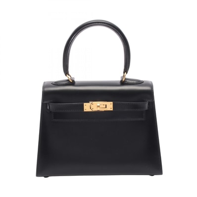 エルメス HERMES ミニケリー 外縫い 2WAY ハンドバッグ バッグ カーフ(牛革) ボックスカーフ ブラック(エルメス) ○V刻印(1992年製造) レディース ブラック系 【中古】
