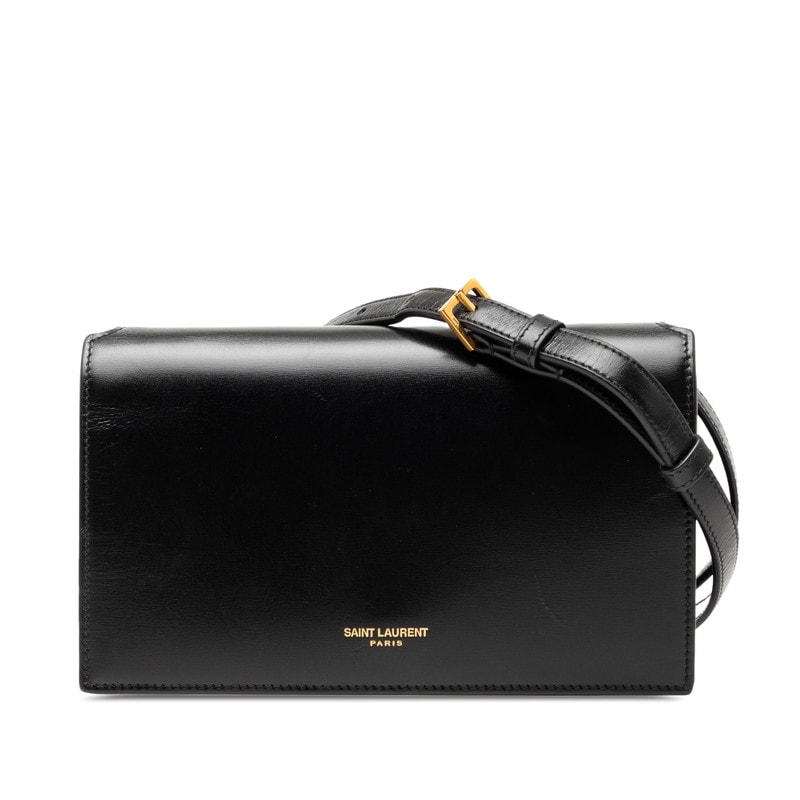サンローラン 斜め掛け ショルダーバッグ ブラック レザー レディース SAINT LAURENT 【中古】