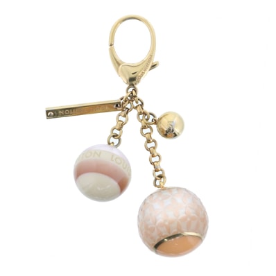 【再値下げ】 LOUIS VUITTON ルイ・ヴィトン ビジューサックミニラン クロワゼット ヴィオリーヌ キーホルダー M65643 レジン 真鍮 ベージュ ピンク レディース【中古】