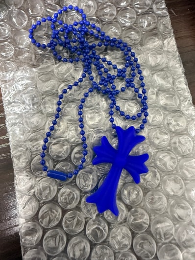 Chrome Hearts Rubber Small CH Cross Silicon Necklace "Blue"